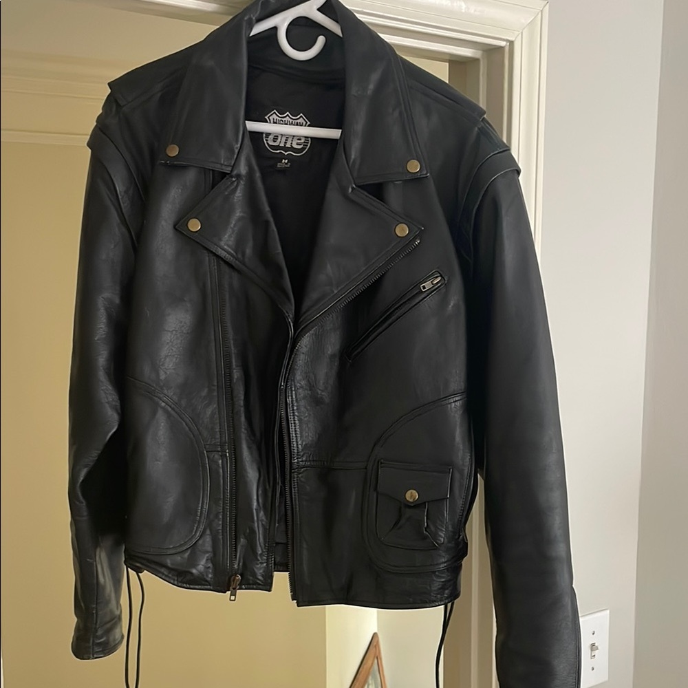 Vintage Highway One Black Leather Motorcycle Jacket. Excellent Condition